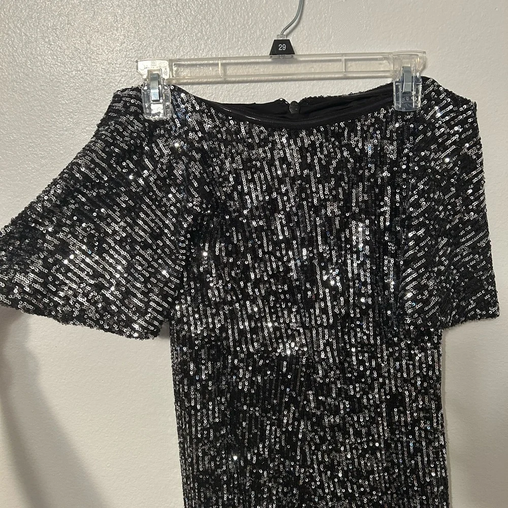 Bebe Black Sequin Strapless Jumpsuit Size M Y2K Glam Party Bachelorette Night - Picture 7 of 9